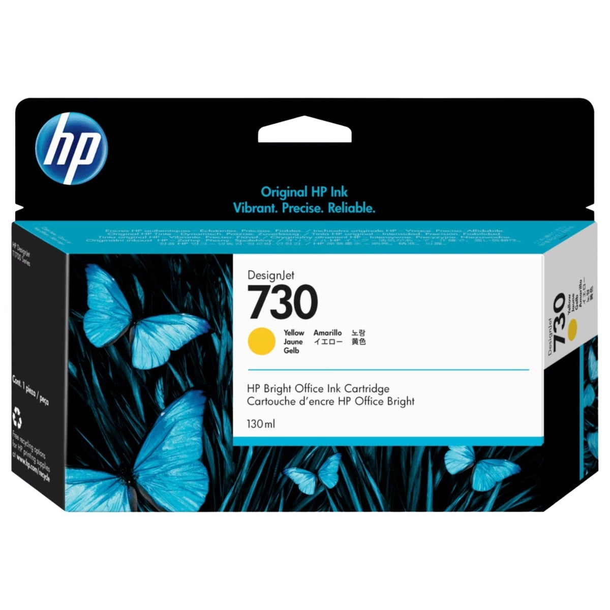New, Pre-Owned - HP 730 130-ml (P2V64A) Yellow Ink Cartridge