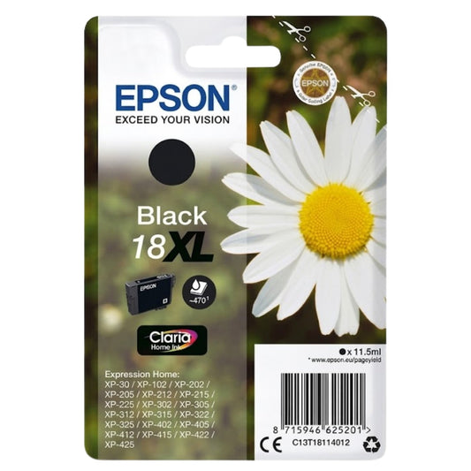 New, Pre-Owned - Epson 18XL High Yield Black Ink Cartridge, C13T18114012