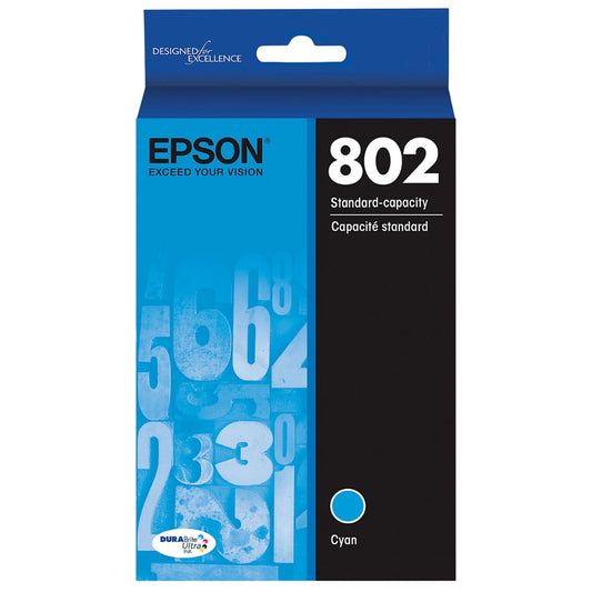 New, Pre-Owned - Epson T802 Standard Yield Cyan Ink Cartridge,T802220-S