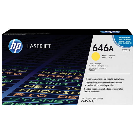 New, Pre-Owned - HP 646A Standard Yield Yellow LaserJet Toner Cartridge, CF032A