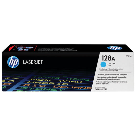 New, Pre-Owned - HP 128A Standard Yield Cyan Toner Cartridge, CE321A