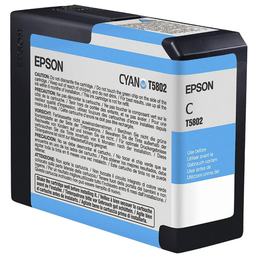 New, Pre-Owned - Epson T5802 Cyan 80ml Ink Cartridge