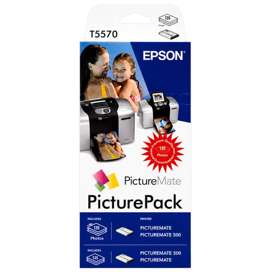 New, Pre-Owned - Epson T557 Colour Ink Cartridge & Photo Paper Pack, C13T557040BH