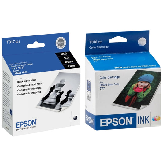 New, Pre-Owned - Epson T017 Black T018 Color Ink Cartridges