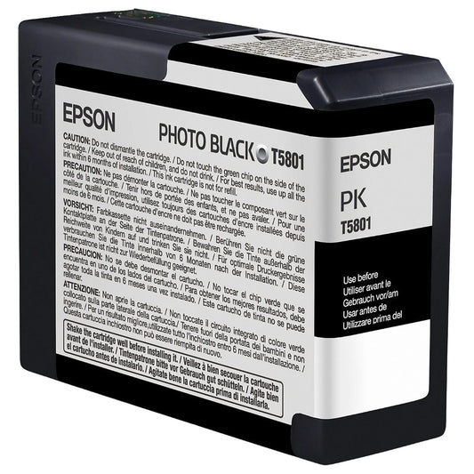 New, Pre-Owned - Epson T5801 Photo Black 80ml Ink Cartridge