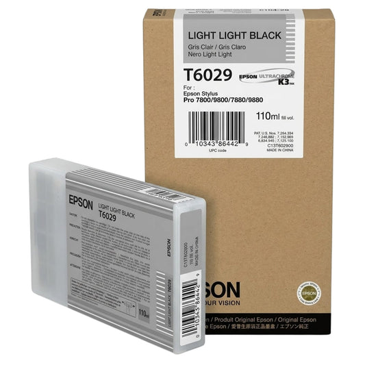 New, Pre-Owned - Epson T6029 Standard Yield 110ml Light Light Black Ink Cartridge, C13T602900