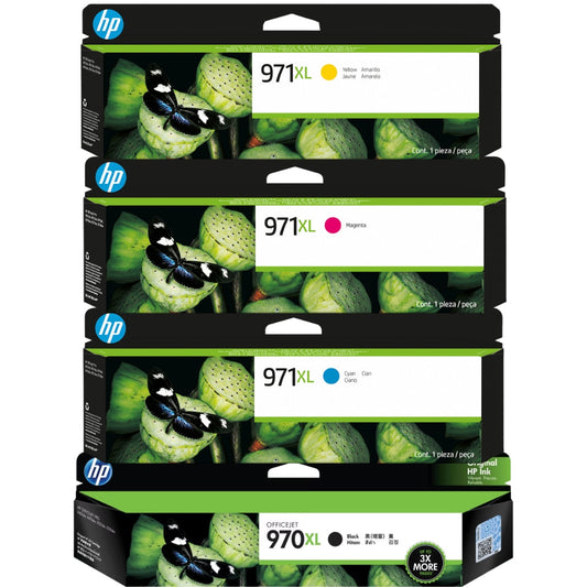 New, Pre-Owned - HP 970XL Black 971XL Cyan, Magenta, Yellow ink cartridges-4 Pack