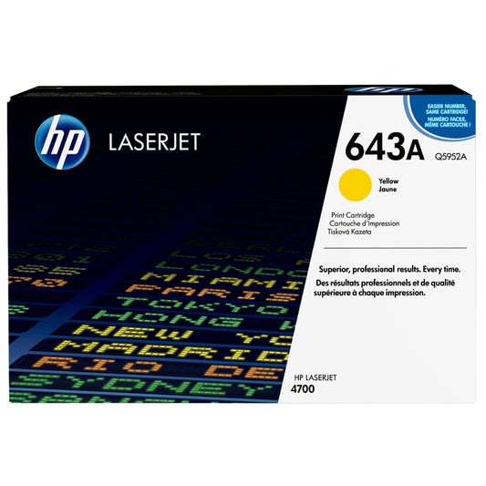 New, Pre-Owned - HP 643A High Yield Yellow LaserJet Toner Cartridge, Q5952A