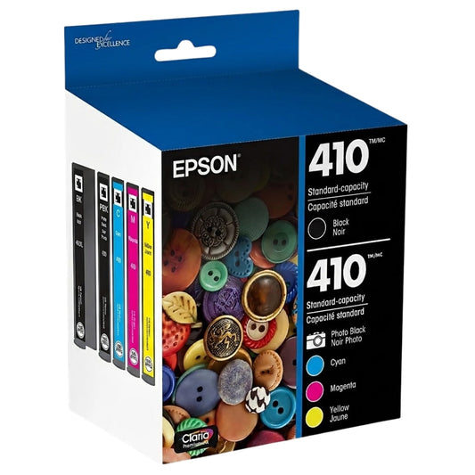 New, Pre-Owned - Epson 410 Black, Photo Black and Color Ink Cartridges