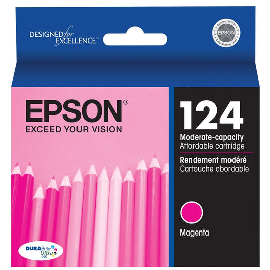 New, Pre-Owned - Epson T124 Standard Yield Magenta Ink Cartridge, T124320