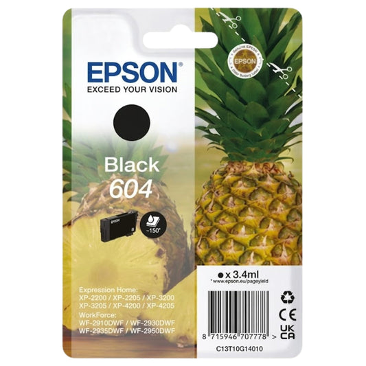 New, Pre-Owned - Epson 604 Standard Yield Black Ink Cartridge, C13T10G14010
