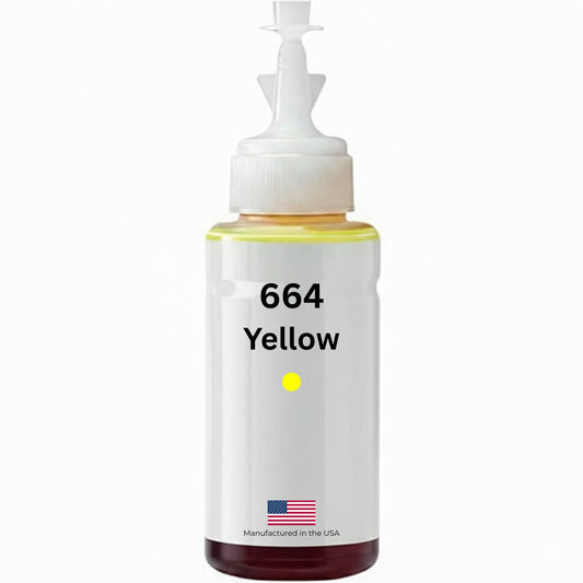 US Remanufactured for Epson 664 (T664420-S) 70ml Yellow High Yield Ink Bottle Made in the USA, T664420-S