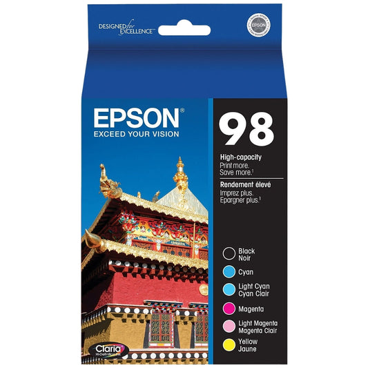 New, Pre-Owned - Epson 98 Black/Cyan/Light Cyan/Magenta/Light Magenta/Yellow High Yield Ink Cartridge, 6/Pack