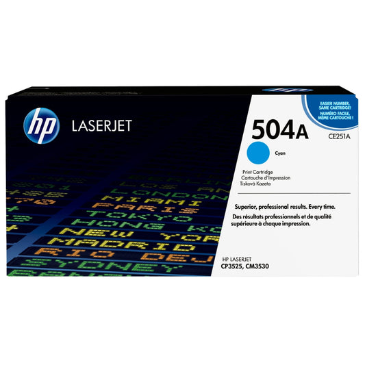 New, Pre-Owned - HP 504A Standard Yield Cyan LaserJet Toner Cartridge, CE251A