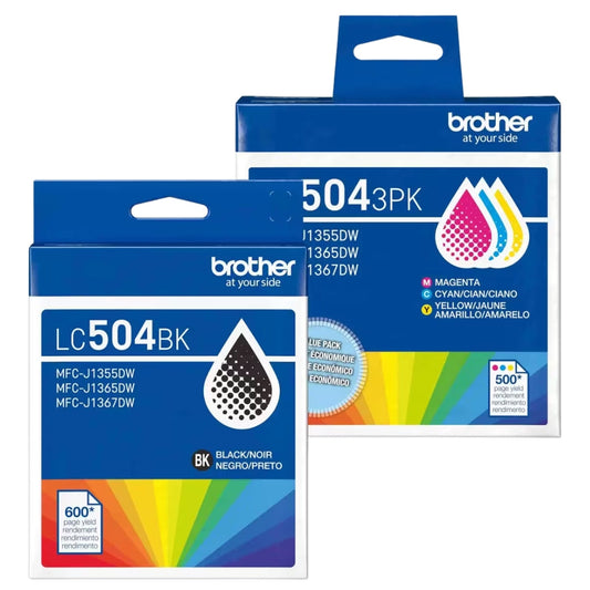 New, Pre-Owned - Brother LC504 Standard Yield Multi-Color (BCMY) Ink Cartridge, 4-Pack