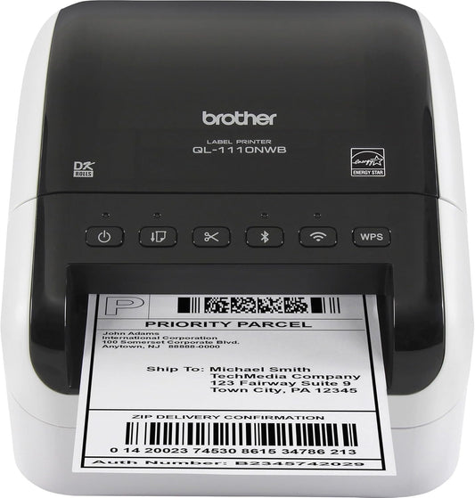 New, Pre-owned, Original Brother QL-1110NWB Wide Format, Postage and Barcode Professional Thermal Monochrome Label Printer with Wireless Connectivity
