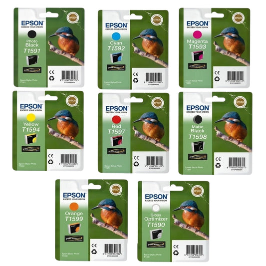 New, Pre-Owned - Epson T159 Black and Color Ink Cartridge ( Pack of 8)