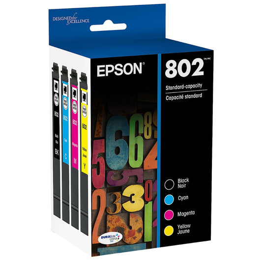 New, Pre-Owned - Epson T802 Standard Yield Multi-Color (4-Pack) Ink Cartridge, T802120-BCS