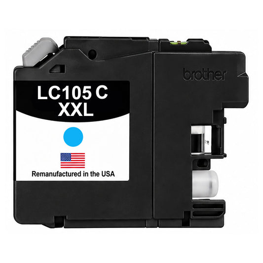 U.S. Remanufactured for Brother LC105XXLC Super High Yield Cyan Ink Cartridge