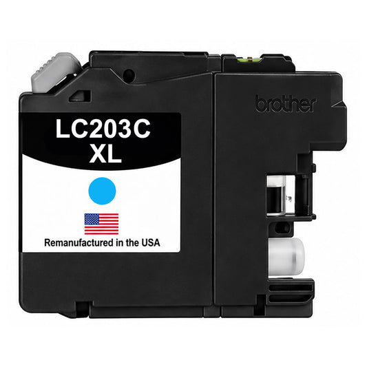 U.S. Remanufactured for Brother LC203XLC High Yield Cyan Ink Cartridge