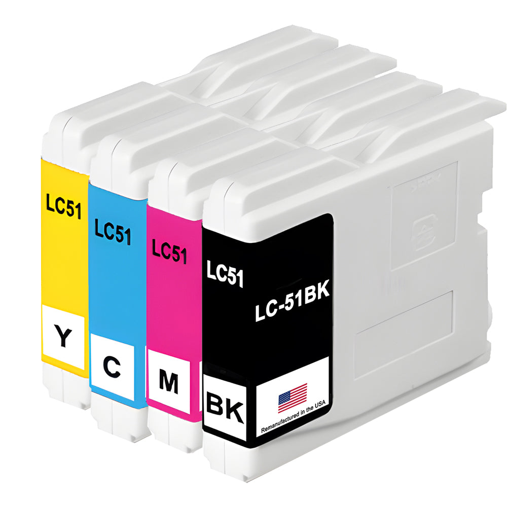 U.S. Remanufactured for Brother LC51 - 1 Black /  3 Color Ink Cartridges 4-pack