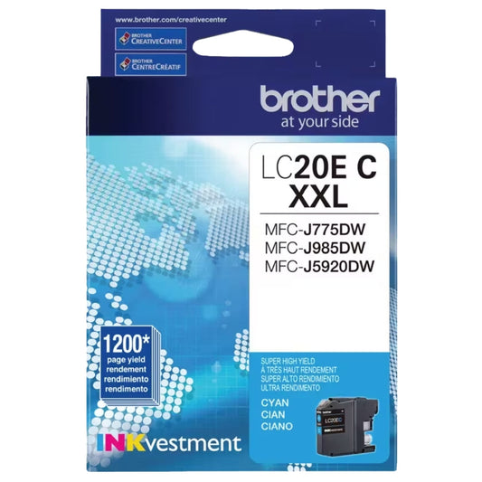 New, Pre-Owned - Brother LC20E Extra High Yield Cyan Ink Cartridge