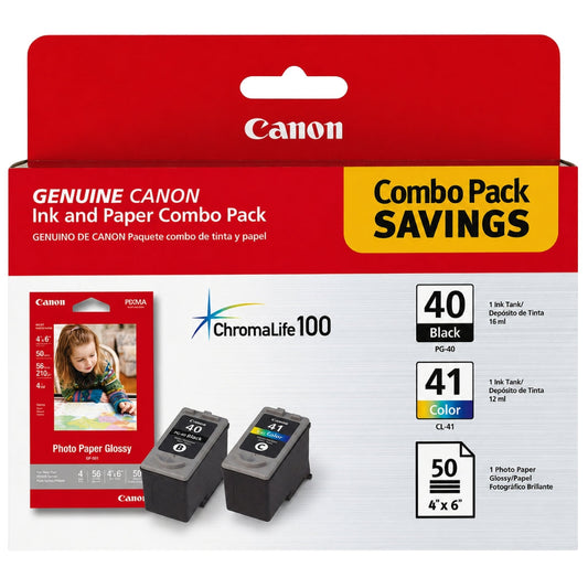 New, Pre-Owned - Canon PG-40 Black and Cl-41 Color Ink Cartridge, 0615B009