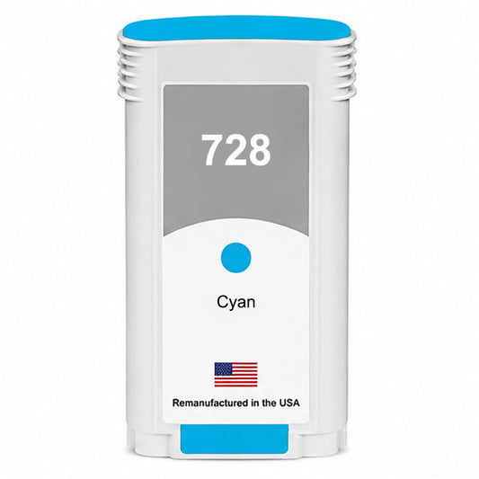 U.S. Remanufactured for HP 728 130ml (F9J67A) Cyan Ink Cartridges