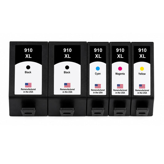 U.S. Remanufactured for HP 910XL 2 Black / 3 Color Ink Cartridges 5-pack