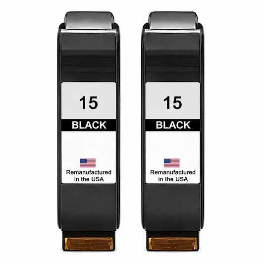 U.S. Remanufactured for HP 15 (C6615DN) Black Ink Cartridges Twin Pack