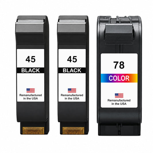 U.S. Remanufacturedfor HP 45 2 Black / 78 1 Color 3-Pack Ink Cartridges