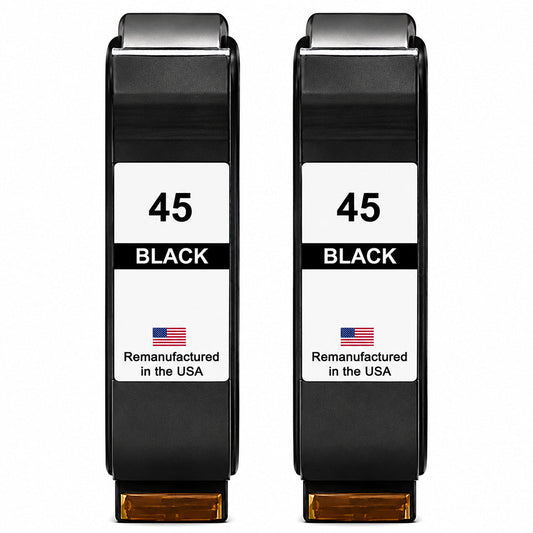U.S. Remanufactured for HP 45 (51645A) Black Twin Pack Ink Cartridges