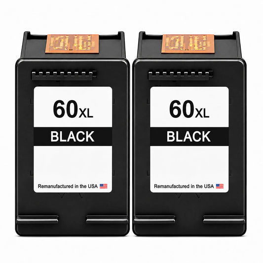 U.S. Remanufactured for HP 60XL (CC641WN) Black Ink Cartridges Twin Pack