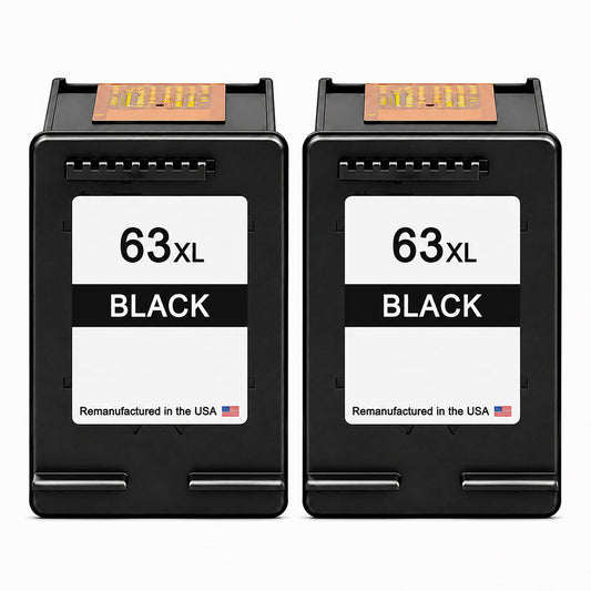U.S. Remanufactured for HP 63XL (F6U64AN) Black Twin Pack Ink Cartridges