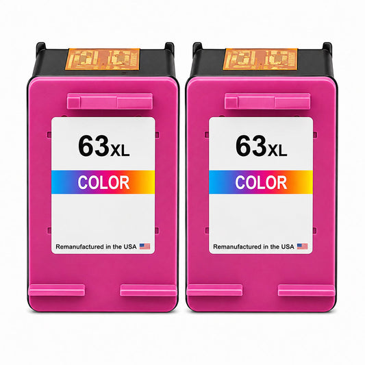 U.S. Remanufactured for HP 63XL (F6U63AN) Tri-Color Twin Pack Ink Cartridges