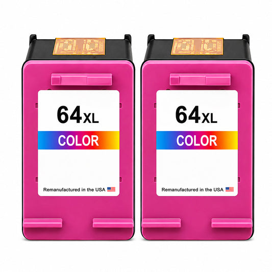 U.S. Remanufactured for HP 64XL (N9J91AN) Tri-Color Twin Pack Ink Cartridges