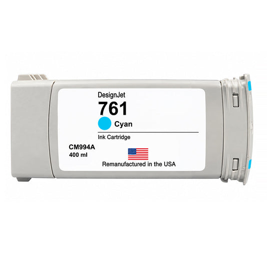 U.S. Remanufactured for HP 761 400ml (CM994A) Cyan Ink Cartridge