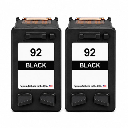 U.S. Remanufactured for HP 92 (C9362WN) Black Twin Pack Ink Cartridges