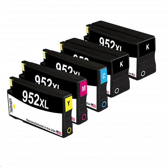 U.S. Remanufactured for HP 952XL 2 Black / 3 Color 5-pack Ink Cartridges