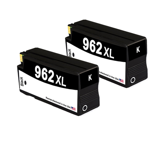 U.S. Remanufactured for HP 962XL (3JA03AN) Black Twin Pack Ink Cartridges