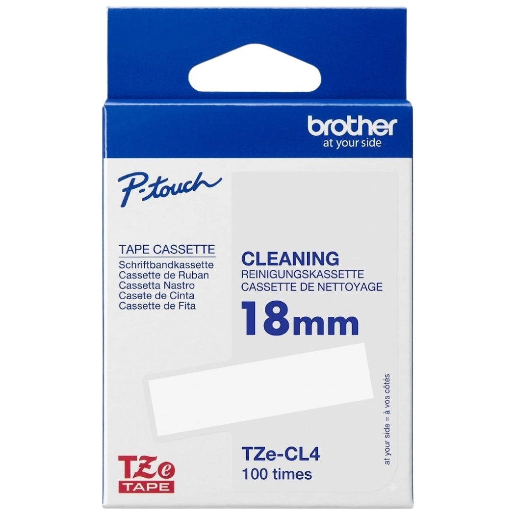 New, Pre-owned, Original Brother Tze-CL4 Cleaning Tape Cassette, Black on White, 18mm (W), 100 x Uses, Genuine Supplies