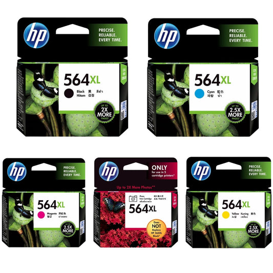 New, Pre-Owned - HP 564XL Black and Color Ink Cartridges-5pack
