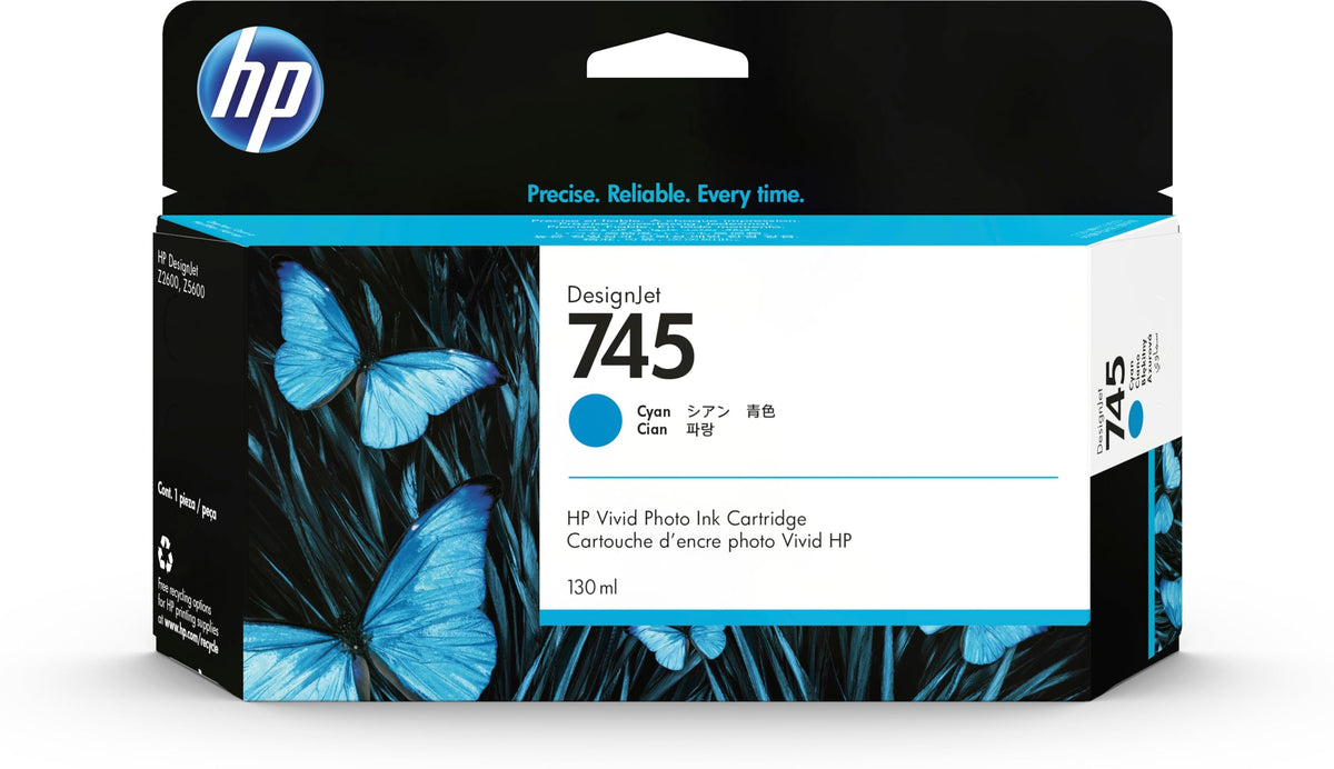 New, Pre-Owned - HP 745 130-ml DesignJet (F9J97A) Cyan Ink Cartridge